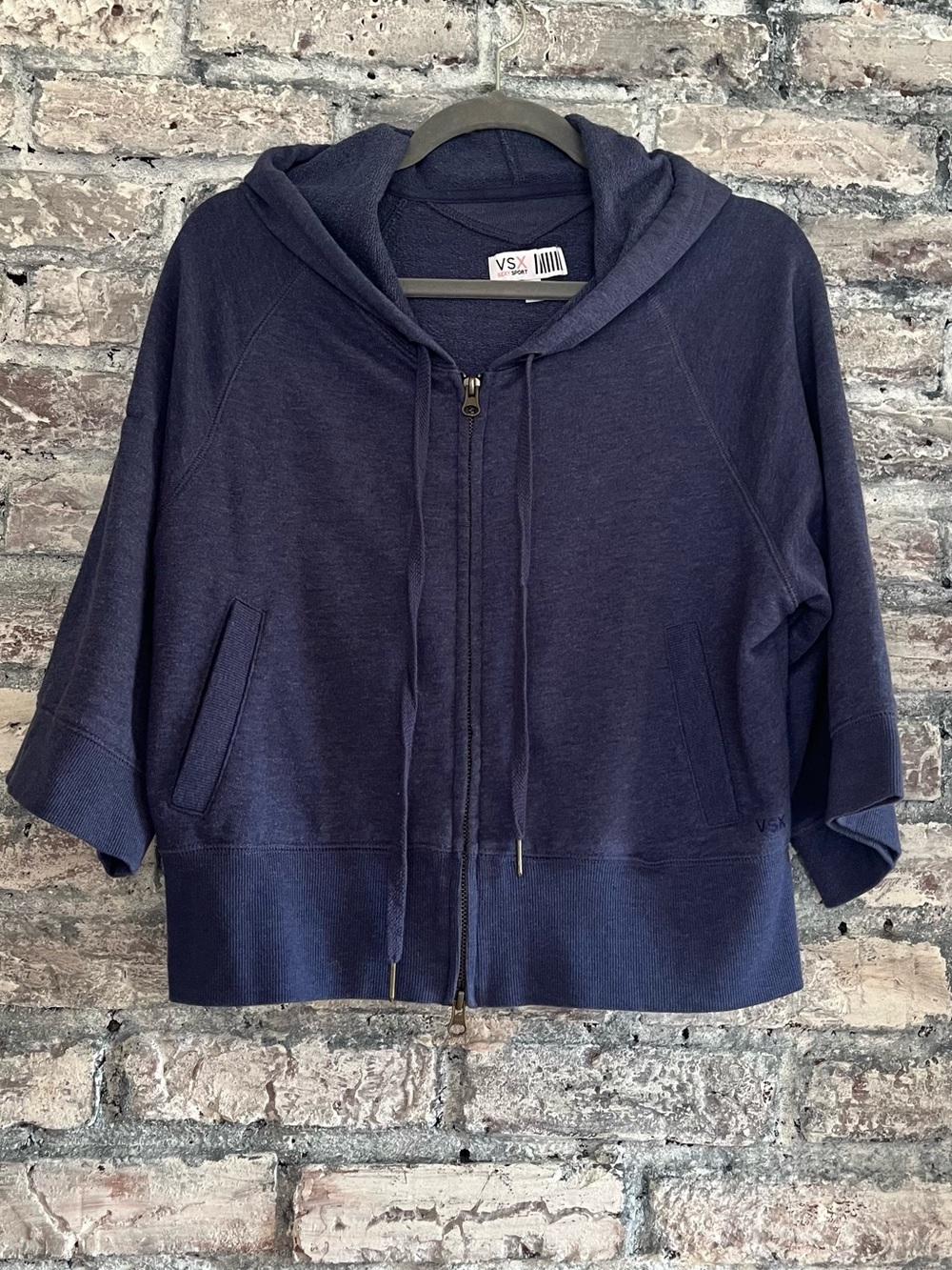 VSX Sexy Sport Hooded Short-Sleeve Cropped Zip-Up Jacket Smoke/Pet Free